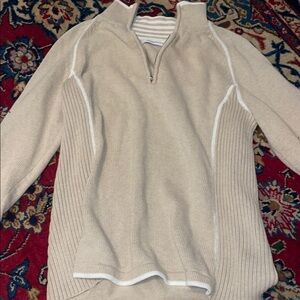 Men's Beige Sweater with Half-Zip